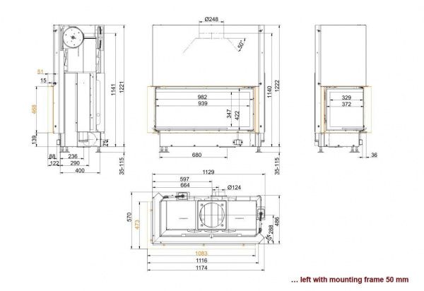 brunner architektur-kamin eck 45/101/40 l фото